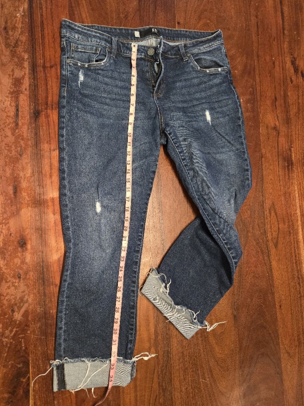 Kut from the Kloth Women's Dark Blue Boyfriend Jeans with Raw Hem
